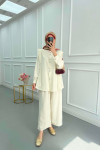 Sare Fashion Viral Suit Ecru with Pearl Buttons