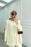 Sare Fashion Viral Suit Ecru with Pearl Buttons