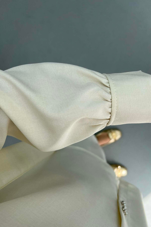 Sare Fashion Viral Suit Ecru with Pearl Buttons