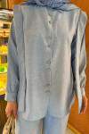 Sare Fashion Viral Suit Blue with Pearl Buttons