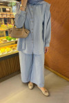 Sare Fashion Viral Suit Blue with Pearl Buttons