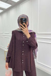 Sare Fashion Viral Suit with Pearl Buttons, Plum