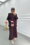 Sare Fashion Viral Suit with Pearl Buttons, Plum