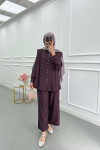 Sare Fashion Viral Suit with Pearl Buttons, Plum