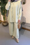 Sare Fashion Viral Suit with Pearl Buttons Nile Green