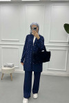 Pearl Zippered Suit Navy Blue