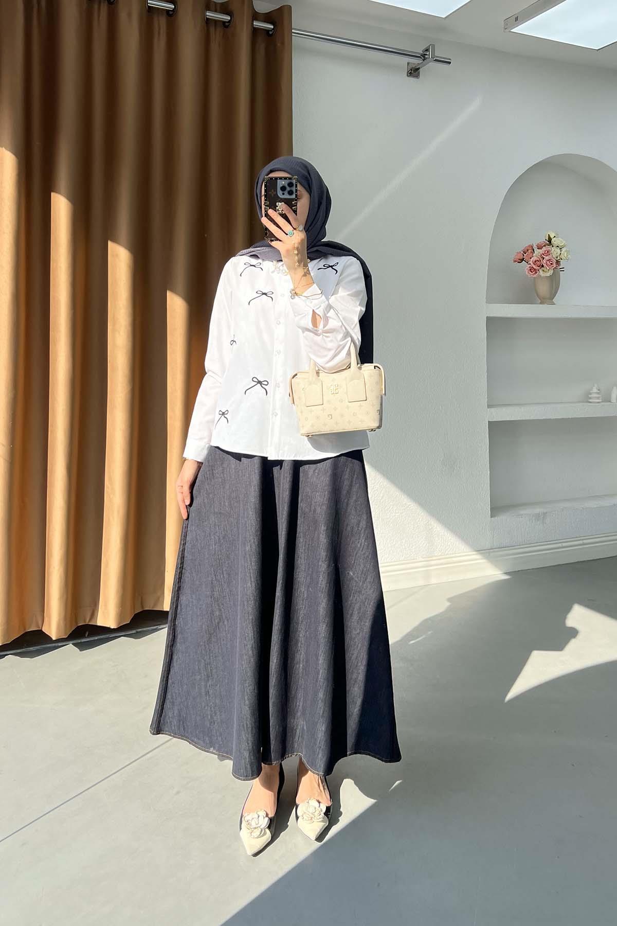 Sare Fashion Embroidered White Shirt White