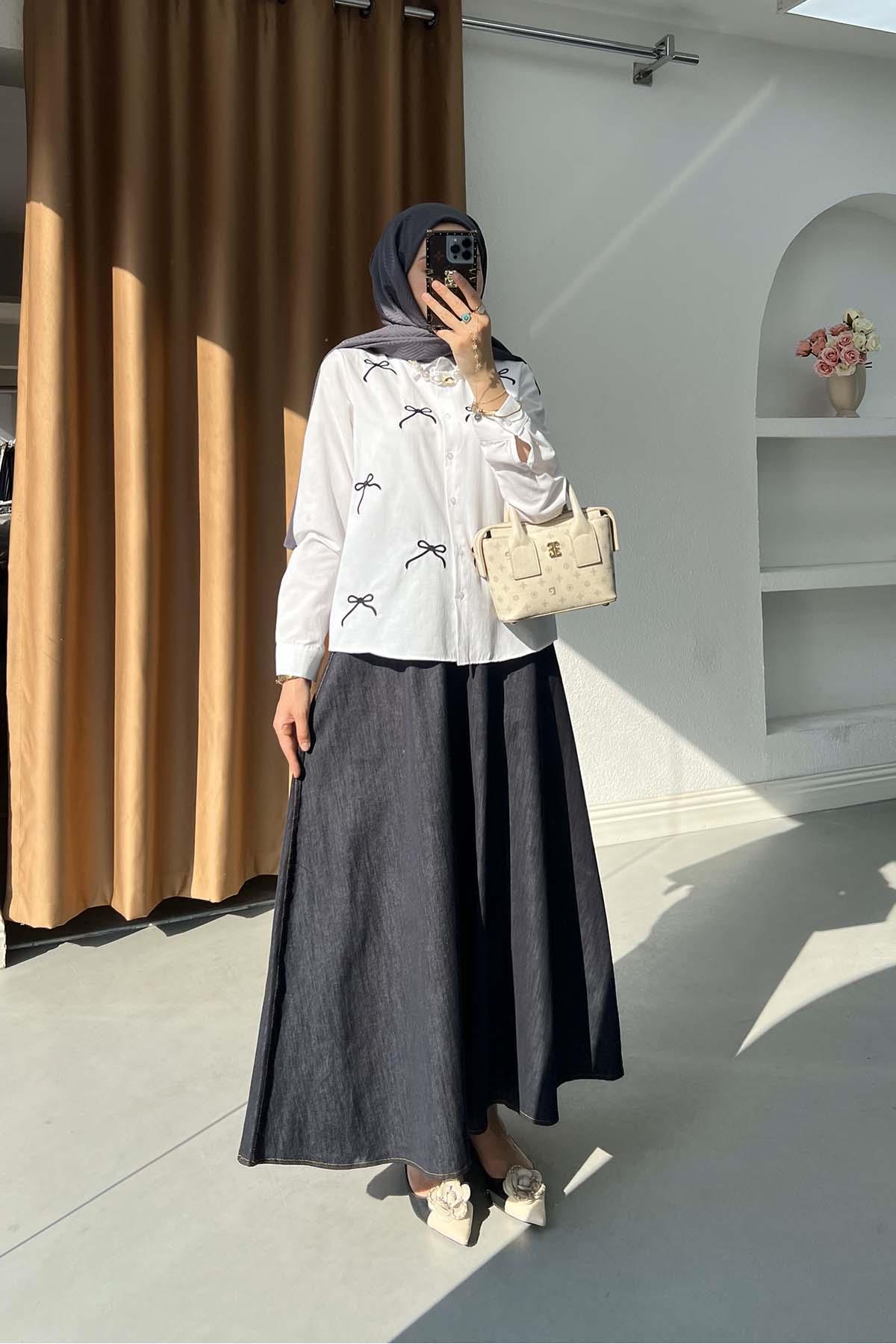 Sare Fashion Embroidered White Shirt White