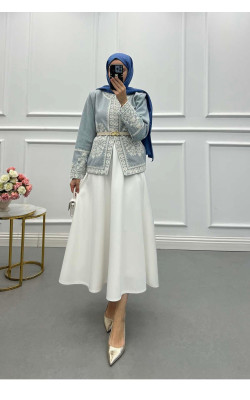 Sare Fashion Embroidered Cashmere Jacket Baby Blue