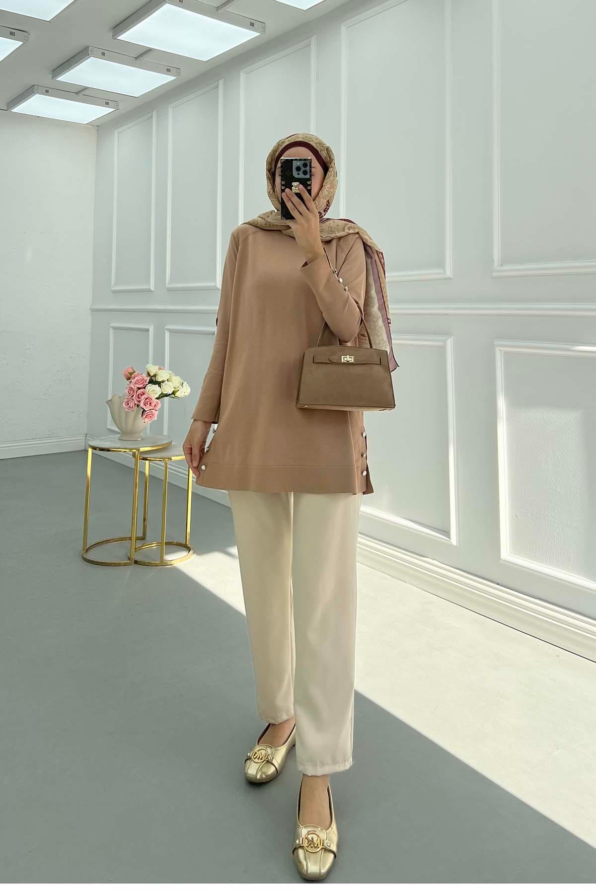 Sare Fashion Italian Raglan Blouse Milk Coffee