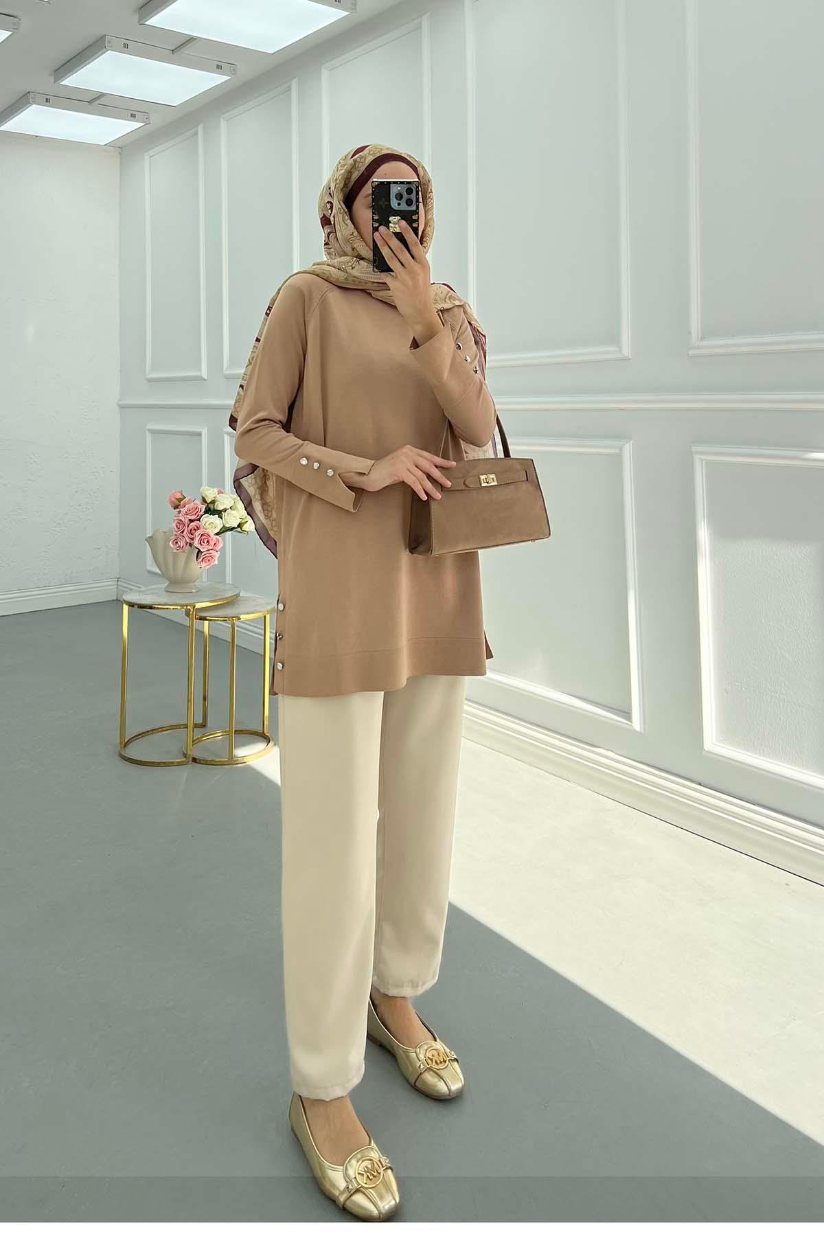 Sare Fashion Italian Raglan Blouse Milk Coffee