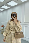 Sare Fashion Jacquard Balloon Sleeve Jacket Beige