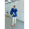 Sare Fashion Jacquard Balloon Sleeve Jacket Navy Blue