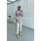 Sare Fashion Jacquard Balloon Sleeve Jacket Lilac