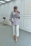 Sare Fashion Jacquard Balloon Sleeve Jacket Lilac