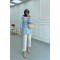 Sare Fashion Jacquard Balloon Sleeve Jacket Blue