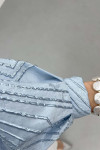Sare Fashion Jacquard Balloon Sleeve Jacket Blue