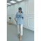 Sare Fashion Jacquard Balloon Sleeve Jacket Blue