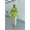Sare Fashion Jacquard Balloon Sleeve Jacket Green