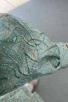Sare Fashion Jacquard Balloon Sleeve Jacket Green