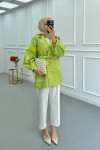 Sare Fashion Jacquard Balloon Sleeve Jacket Green