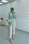 Sare Fashion Jacquard Balloon Sleeve Jacket Green