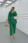 Sare Fashion Jacquard Balloon Sleeve Trouser Suit Benetton Green