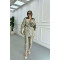 Sare Fashion Jacquard Balloon Sleeve Trouser Suit Silver