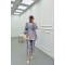 Sare Fashion Jacquard Balloon Sleeve Trouser Suit Lilac