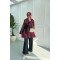 Sare Fashion Jacquard Jacket Set Claret Red