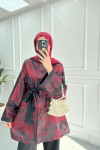 Sare Fashion Jacquard Jacket Set Claret Red