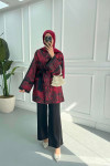 Sare Fashion Jacquard Jacket Set Claret Red