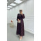 Sare Fashion Jacquard Belted Satin Dress Plum