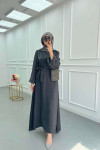 Sare Fashion Jacquard Removable Belt Dress Gray