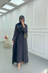 Sare Fashion Jacquard Removable Sash Dress Navy Blue