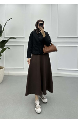 Sare Fashion Velvet Collar Lined Jacket Black