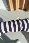 Sare Fashion Thick Striped Viscose Tunic Navy Blue
