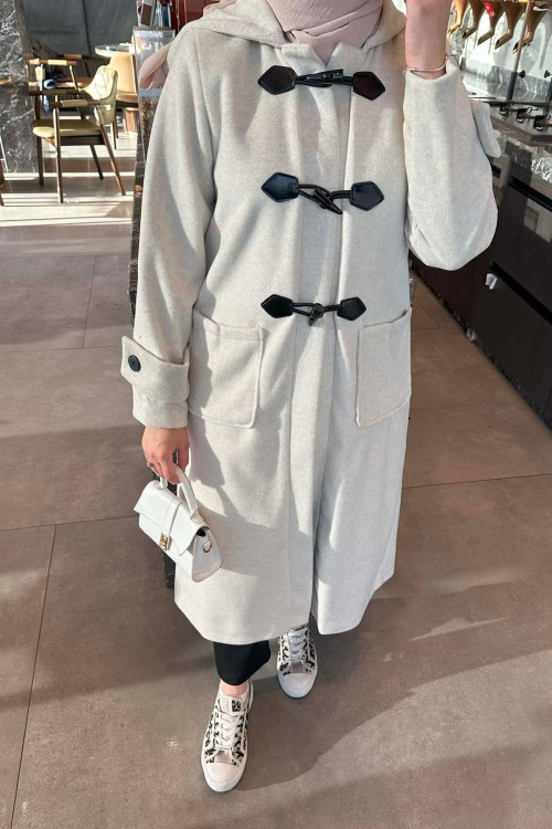 Sare Fashion Hooded Coat Beige Sare Fashion Hooded Coat Beige