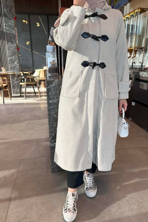 Sare Fashion Hooded Coat Beige Sare Fashion Hooded Coat Beige