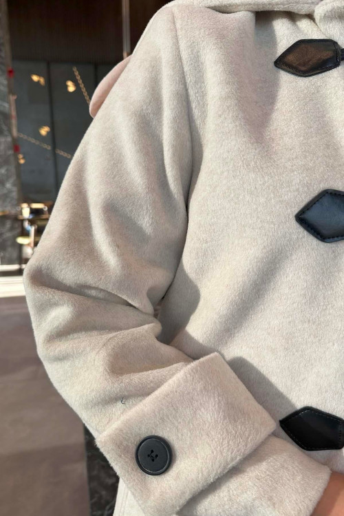 Sare Fashion Hooded Coat Beige Sare Fashion Hooded Coat Beige