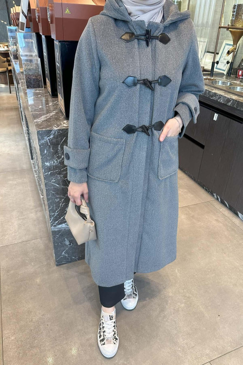 Sare Fashion Hooded Coat Gray Sare Fashion Hooded Coat Gray