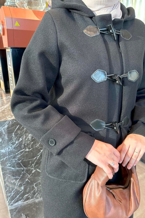 Sare Fashion Hooded Coat Black Sare Fashion Hooded Coat Black