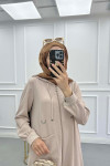 Sare Fashion Hooded Aerobin Tunic Beige