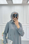 Sare Fashion Hooded Aerobin Tunic Gray