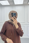 Sare Fashion Hooded Aerobin Tunic Brown