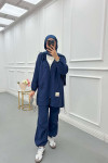 Sare Fashion Hooded Parachute Suit Navy Blue