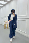 Sare Fashion Hooded Parachute Suit Navy Blue