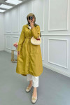 Sare Fashion Hooded Drawstring Trench Coat Oil Green