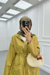 Sare Fashion Hooded Drawstring Trench Coat Oil Green