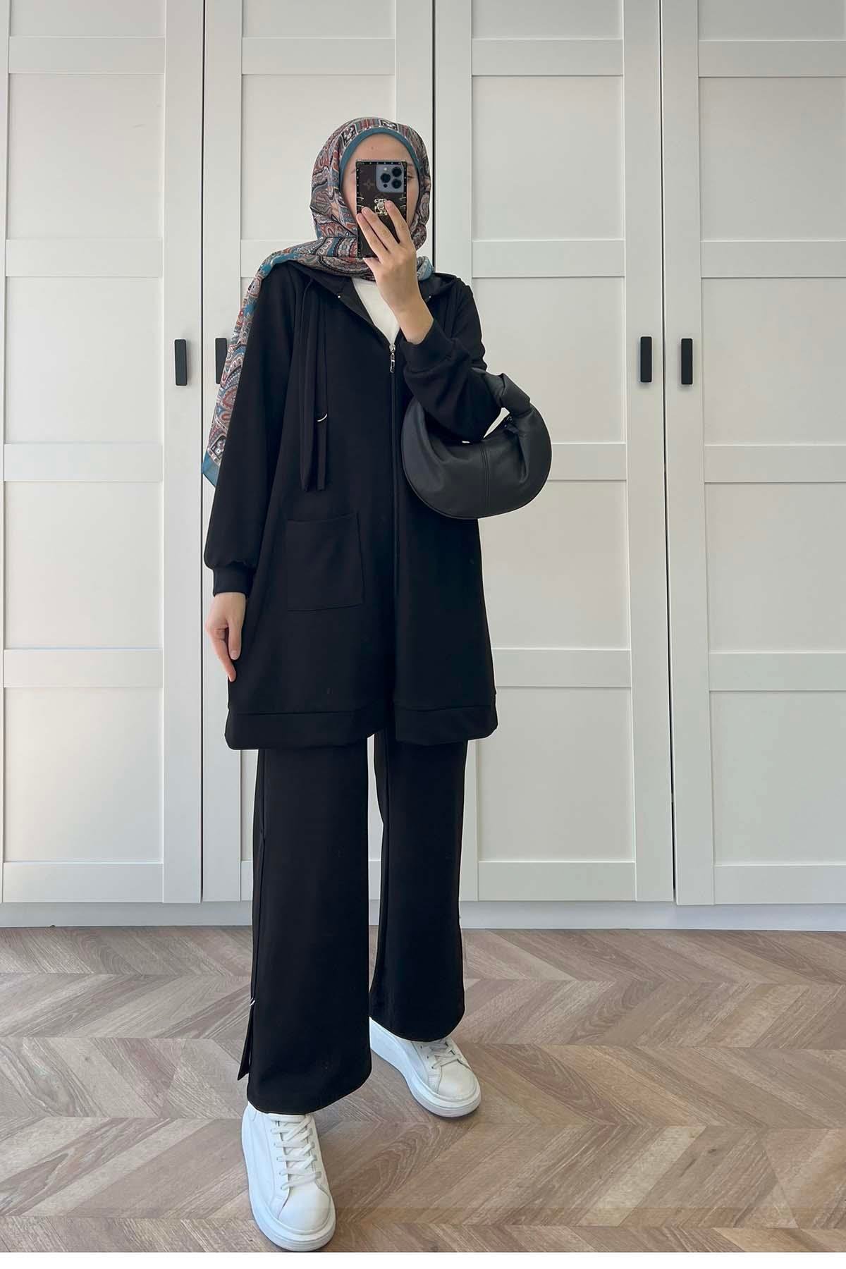 Sare Fashion Oysh Hooded Pocket Suit Black